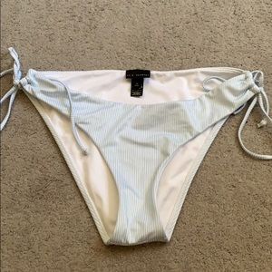 Blue and white strip bikini bottoms